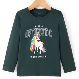 Lazy Bones Sinker Knit Full Sleeves T-Shirt With Unicorn - Dark Green-picture-17