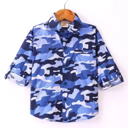 Rikidoos Full Sleeves Camouflage Printed Shirt - Blue-picture-16