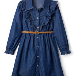 Hola Bonita Cotton Woven Full Sleeves Denim Shirt Dress With Belt - Blue-picture-43