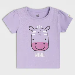 MINI KLUB Cotton Knit Half Sleeves Baby Zebra Printed Top - Purple-picture-18