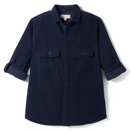 JASH KIDS Corduroy Woven Full Sleeves Solid Colour Shirt - Navy Blue-picture-16