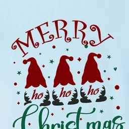 BLUSHES Christmas Theme 100% Cotton Half Sleeves Ho Ho Ho Text Printed Tee - Blue image 4