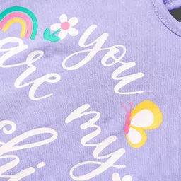 Babyhug 100% Cotton Knit Half Sleeves T-Shirt with Text Print - Purple image 3