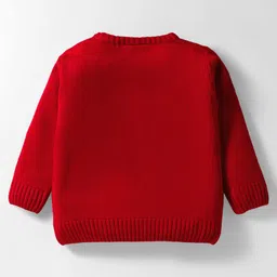 Doodle Poodle Knit Full Sleeves Pullover Sweater Set with I Love Mom Design - Red image 3