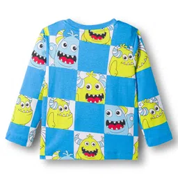 Babyhug Cotton Knit Full Sleeves Co-ords Night Suit With Animal Print - Blue image 3