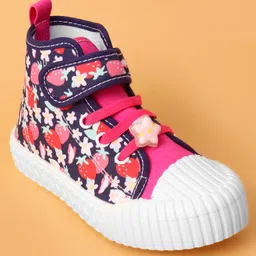Cute Walk by Babyhug Casual Shoes With Velcro Closure & Floral Print - Fuchsia image 3