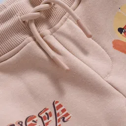 US Polo Assn Cotton Knit Full Length Lounge Pant With Text Print - Light Brown image 4