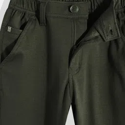 CAVIO Lycra Solid Trousers With Belt - Olive Green image 5