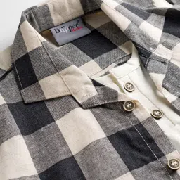 Dapper Dudes Full Sleeves Checked Shirt With Attached Tee - Cream image 4