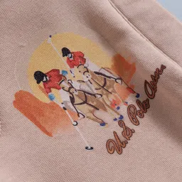 US Polo Assn Cotton Knit Full Length Lounge Pant With Text Print - Light Brown image 5