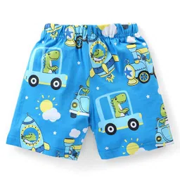 Babyhug Cotton Knit Half Sleeves Night Suit Dino Print - Blue image 5