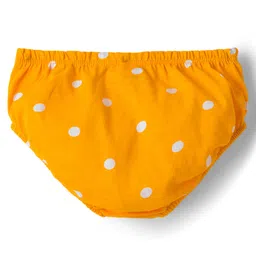 Babyhug Cotton Knit Half Sleeves Frock With Bloomer With Polka Dot - Yellow image 5