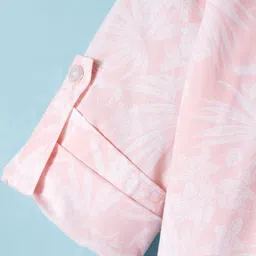 Rikidoos Full Sleeves Floral Printed Shirt With Attached Tee - Light Peach & White image 5