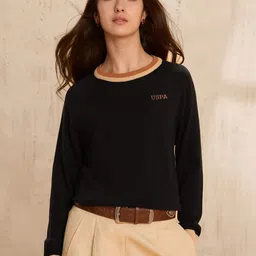 U.S. Polo Assn. Women Pure Cotton Round Neck Raglan Sleeves Pullover Sweater-picture-13