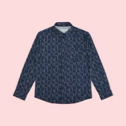 Pantaloons Junior Navy Cotton Printed Full Sleeves Shirt-image-26