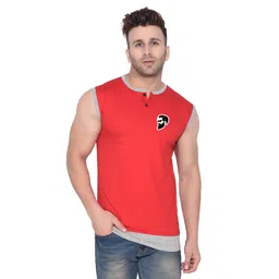 BEYOU FASHION Henley Neck Sleeveless Cotton Slim Fit Casual Tshirt-picture-32