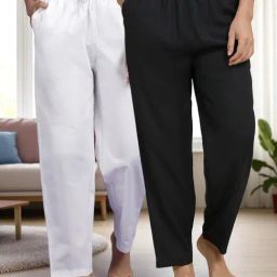 Kryptic Black & White Cotton Relaxed Fit Printed Lounge Pants - Pack of 2-picture-17