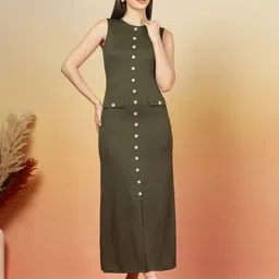 aayu Women Round Neck Slits Sleeveless Maxi Dress-image-11
