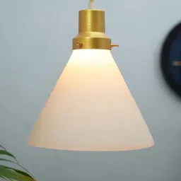 Homesake Glossy Golden Metal Vintage Fixtures Adjustable Frost Cone Hanging Light-image-27