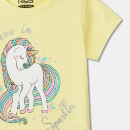 R&B Kids Light Yellow Graphic Print Short Sleeves Regular Fit Regular Fit T-Shirt image 3