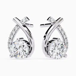 VALANOVA 925 Sterling Silver Plated White Gold Diamond Earrings-1.84 gm-picture-22