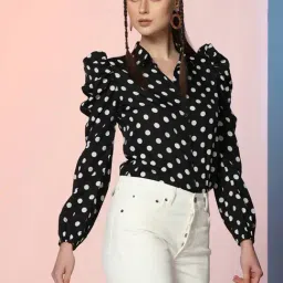 SELVIA Black & White Polka Dot Shirt-picture-23