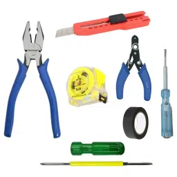 Fadman Hand Tool Kit Line Tester, Plier, Measuring Tape, 2 in 1 Screwdriver, Wire Cutter, Utility Cutter, PVC Tape-picture-24