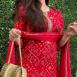 Moda Rapido Women Ethnic Motifs Printed Regular Gotta Patti Kurta with Trousers & With Dupatta image 2