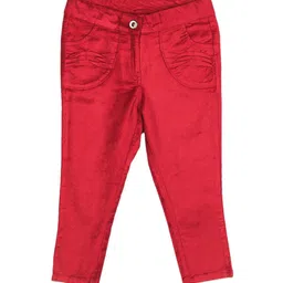 Peppermint Girls Red Solid Regular Trousers-picture-18