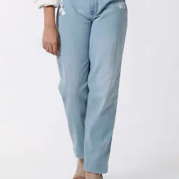 Kate & Oscar Kids Blue Cotton Floral Print Jeans-image-92