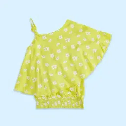 Pantaloons Junior Green Cotton Floral Print Top-image-74
