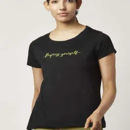 Ajile by Pantaloons Black Cotton Embroidered Sports T-Shirt-image-80