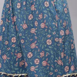 Divena Women Maroon Floral Printed Gotta Patti Anarkali Kurta with Sharara & With Dupatta image 4