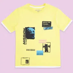 Pantaloons Junior Yellow Cotton Printed T-Shirt-image-74