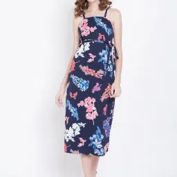 DODO & MOA Navy Printed A-Line Dress image 5