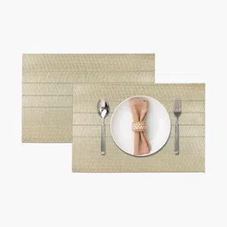 LUXEHOME INTERNATIONAL Gold Toned 2 Pieces Textured Anti-Skid Table Placemats image 5