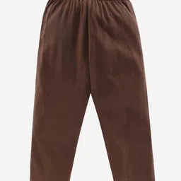 Kiddopanti Full Length Solid Pants - Brown-image-3