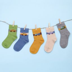 Yellow Bee Pack Of 5 Cars Design Socks - Multi Color-picture-7