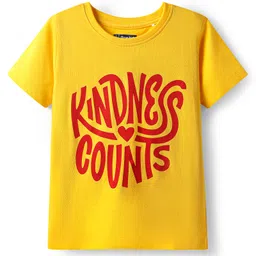 Pine Kids Cotton Knit Half Sleeves T-Shirt with Text Print - Yellow-picture-19