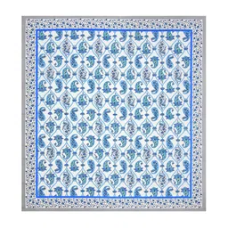 SP DESIGNS White & Blue Floral Pure Cotton 240 TC Super King Bedsheet Set-2.74 m X 2.74 m-image-68