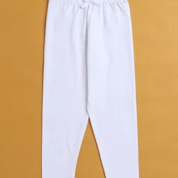 BUMZEE Cotton Knit Full Length Leggings With Floral Print Pack Of 2 - White & Blue image 2