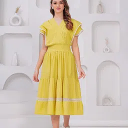 OH MI DIOS Women Pure Cotton Fit & Flare Midi Dress-image-40