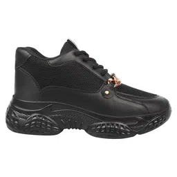 Shoetopia Chain Applique Detailed Sneakers - Black image 4