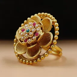 JYONA Gold-Plated Stone-Studded Adjustable Finger Ring image 1