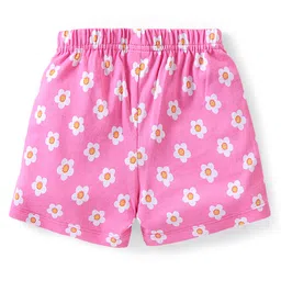 Babyhug Cotton Knit Shorts with Floral Print Bow Applique  Pack of 3 - Multicolour image 5