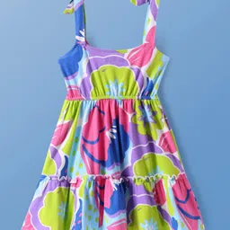 Pine Kids Cotton Knit Floral Printed Frock With Full Sleeves Inner Tee - White image 5