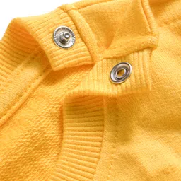 Babyhug Cotton Knit Full Sleeves Sweatshirt With Floral Applique - Yellow image 5