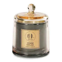 Pure Home and Living White & Grey Jasmine Garland Scented Jar Candlewith Cloche image 5