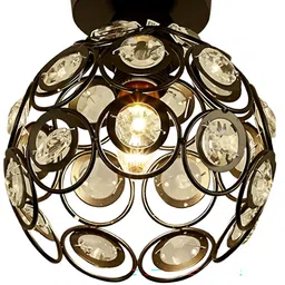 Decorcity Black Mini Chandelier Crystal Semi-Flush Mount Corridor Ceiling Lamp image 3