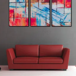 999Store Set of 3 Blue & Red Abstract Wall Art-image-86